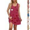 Women's Fashion Casual Small Pocket Valentine's Day Love Heart Printed Vest Dress