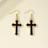 French Retro Cold Style Cross Earrings - Korean Hip Hop Trend Design for Women