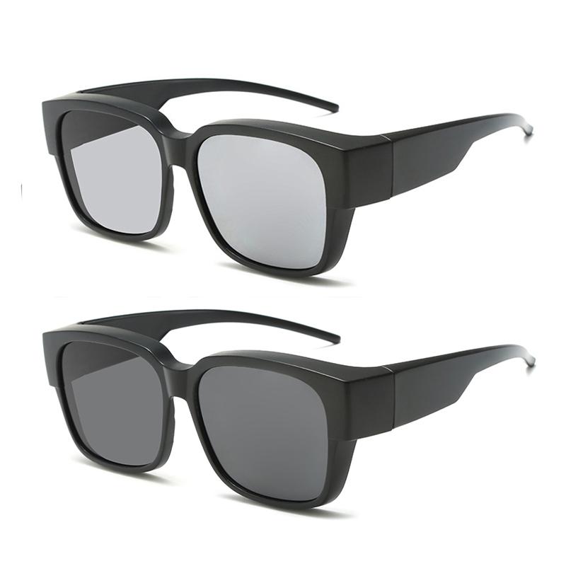 2pcs Men for Driving Riding That Can Be Worn Over Other Glasses Square Shades Wrap Around Fit Over Glasses Sunglasses UV400