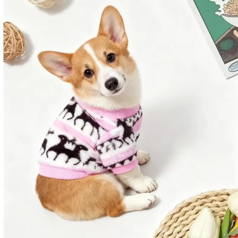 Thickened Christmas Pet Clothes Elk Pattern Dog Winter Sweater Plush Dog Vest For Small Medium Dog