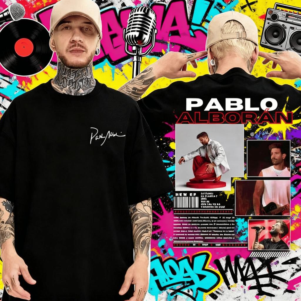 2025 Summer Rap Singer Pablo Albor Á N Global Tour Tshirt Mens Womens Hip Hop Street Cotton Short Sleeve Casual Tshirt