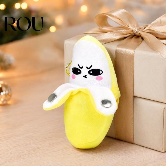Interactive Banana Keychain Musical Plush Toy, Fruit Sensing Metronome with Sounds, Cute Accessory Sound Toy for Kids, Motion Sensor Keyring Gift Soft