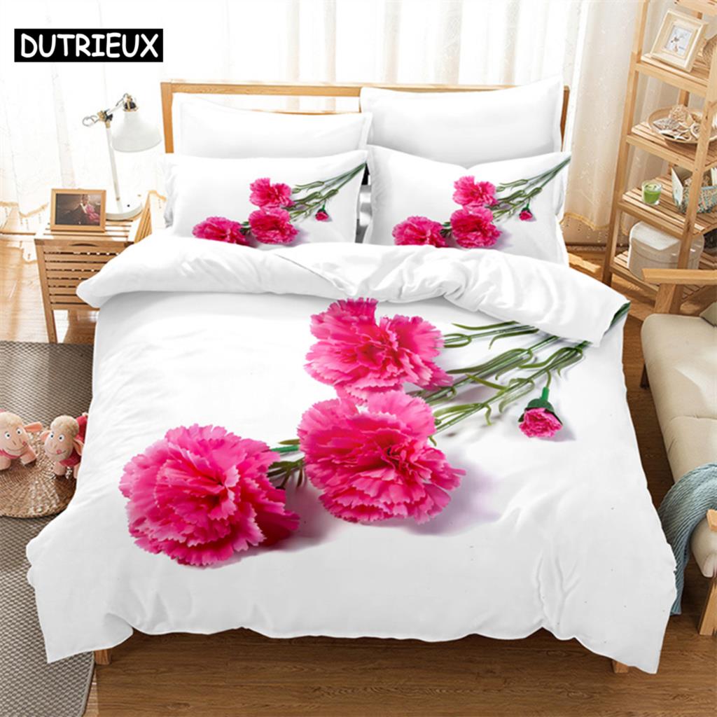 Comforter Pink Rose Queen Bedding Set Lovers Kids Bedding Digital Printing King Size Bedding Set
