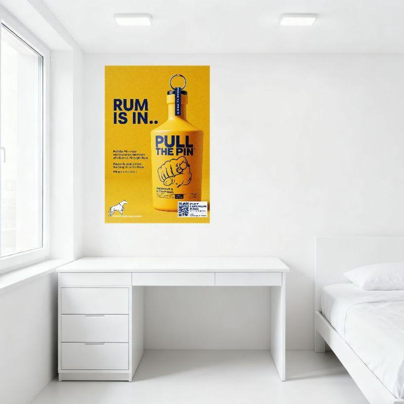 Vibrant Pull the Pin Rum Infused Pineapple Rum Bacardi Amaroalot Tin Sign - Retro Style Metal Poster for Bar Cafe Man Cave Home