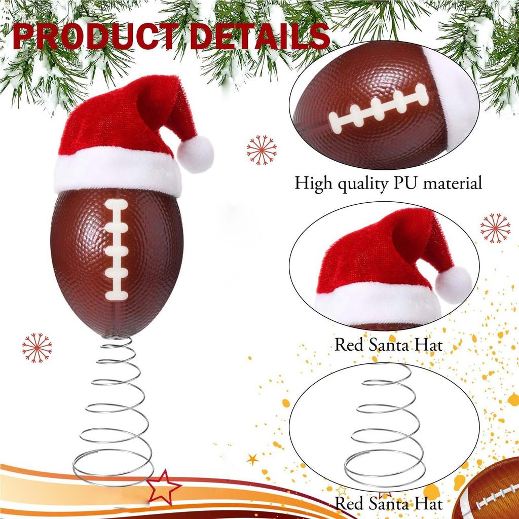 Christmas Tree Top Soccer Football Tree Topper With Hat Decor Christmas Home Ornament For Outdoor Winter Holiday Studio Nursery