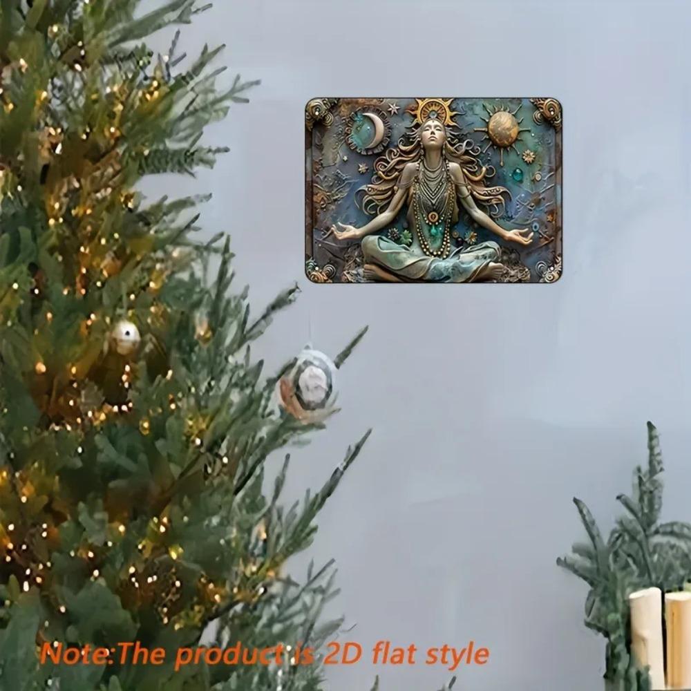 2DSunMoonYogaIronArt Classic Vintage Cast Iron SunandMoon Yoga Meditation Wall Art - 2D Multipurpose Iron Sign, Christmas