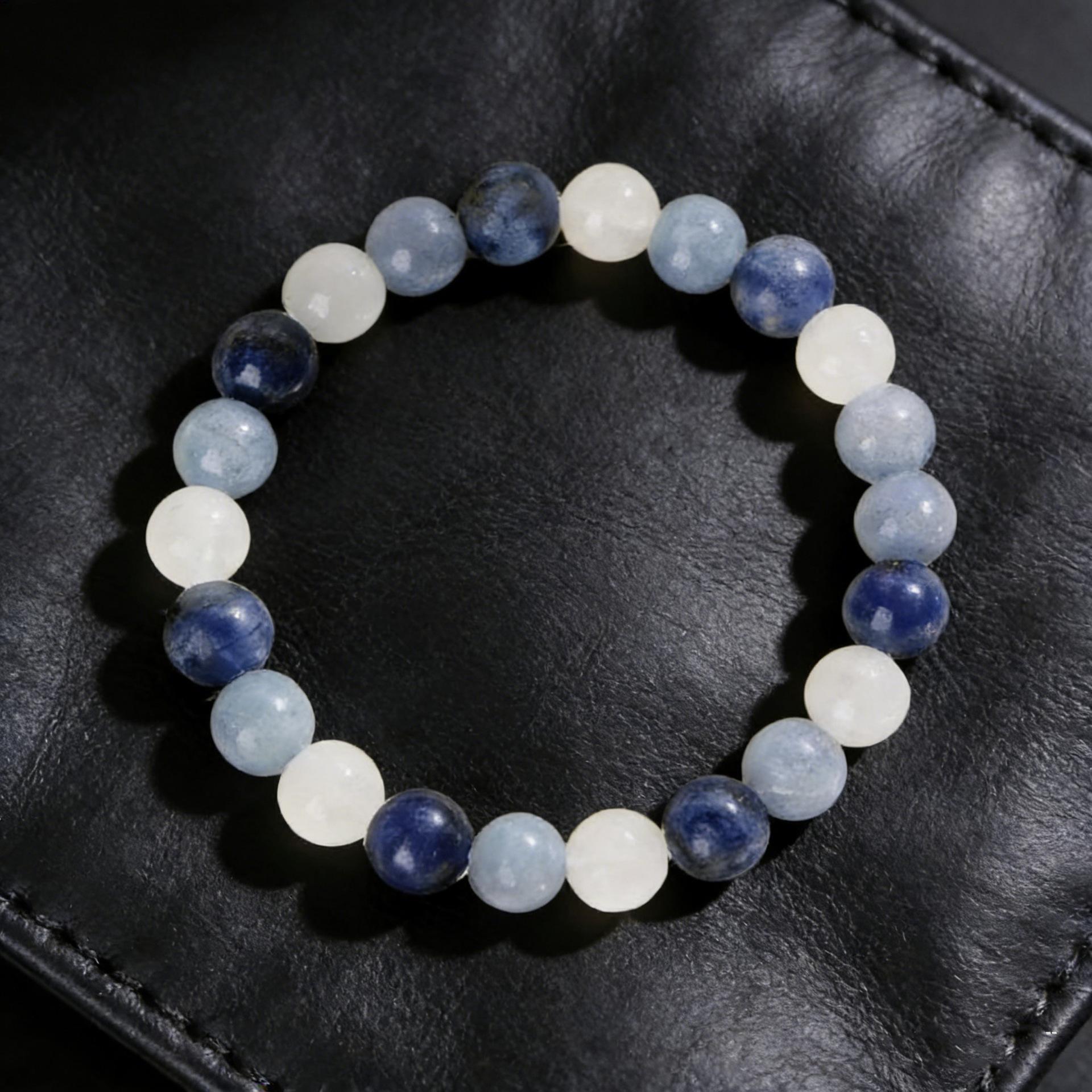 

Хрустальный браслет, браслет из бусин с синим узором, браслет из энергетических камней для йоги, бохо, Рождественский подарок, подарок на День святого Валентина, подарок для девушки