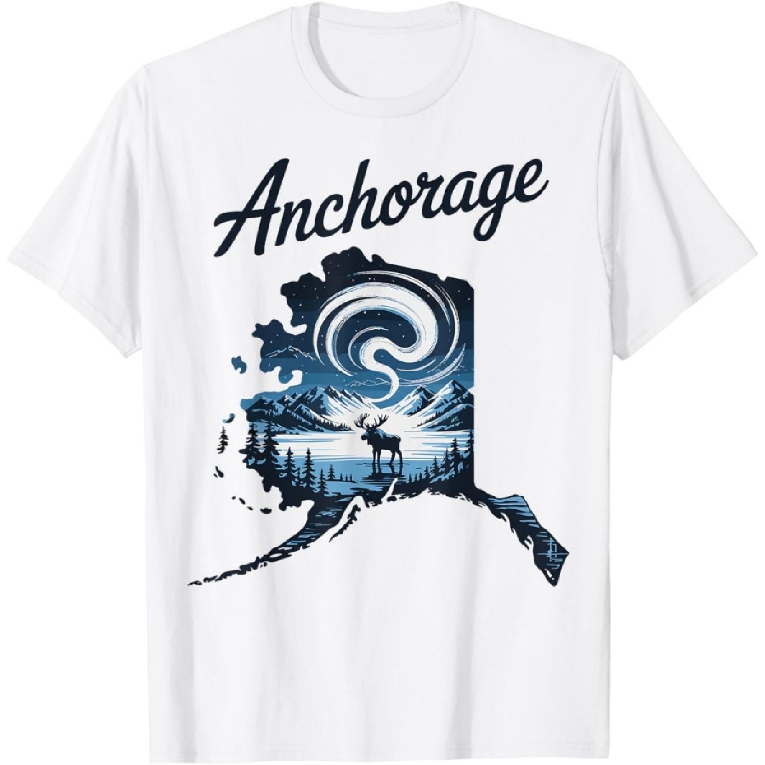 Anchorage Alaska Mountain Wildlife Adventure Graphic T-Shirt S