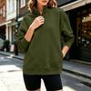 Women's Color Stand Collar Long Sleeve Loose Fit Pullover Sweatshirt with Pockets