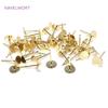 Brass Metal Blank Earring Studs Base Pins 14K Gold Plating Ear Post with Pad,DIY Jewelry Making Accessories Wholesale