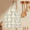 1pc 2D Flat Dachshund Dog Apron Linen Cute Animal Pattern Kitchen Chef Gift Pet Lover Cooking Baking Home Decor Gift