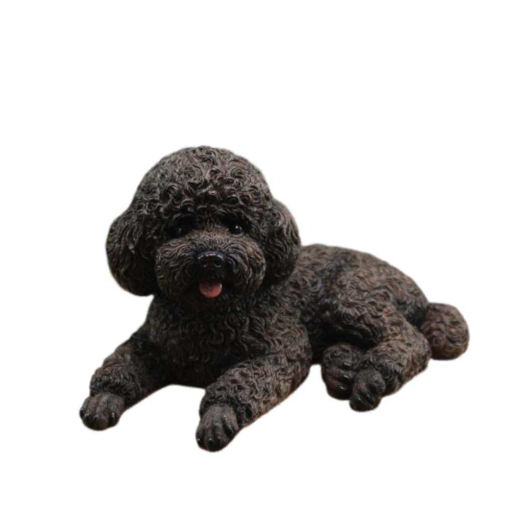 Realistic Resin Toy Poodle Decorative Ornament for Entryway or Living Perfect for a Soothing and Beloved Pet Figurine, Room, (Black) [Used]