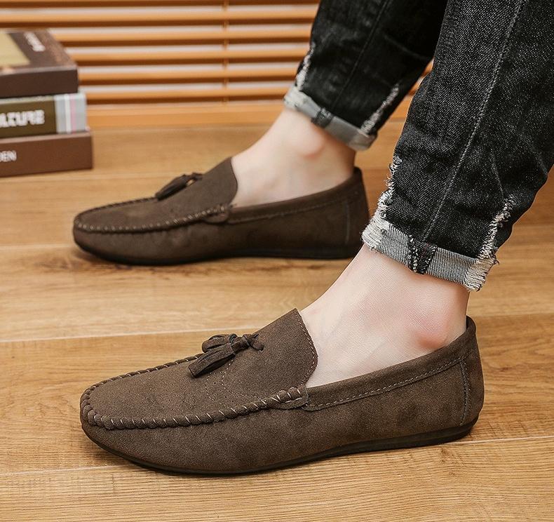 Fashion Suede Tassel Men'S Casual Leather Shoes Sneakers For Lazy People Comfortable Driving Shoes