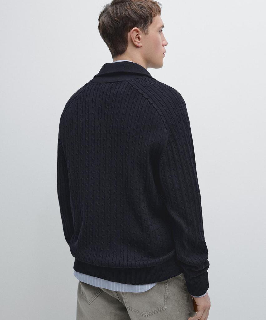 Massimo Dutti Cotton Cable Knit Zip-Up Cardigan