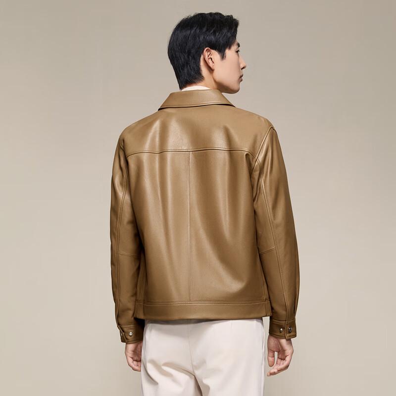 Qipai Men's Genuine Sheepskin Lapel Jacket