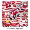 Fire Truck Cartoon Stickers: 50 Fun Decorative Sheets for Notebooks, Water Cups, and Desktops