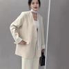Women's V-Neck Ribbon Lace Spliced Suit Jacket - Spring 2025 High-End European Style Casual Top