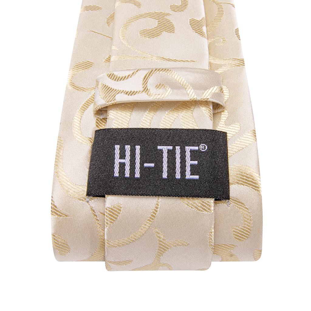 Hi-Tie Men's Striped Ties Blond Silk Neckties Set Block Equal Stripes Tie