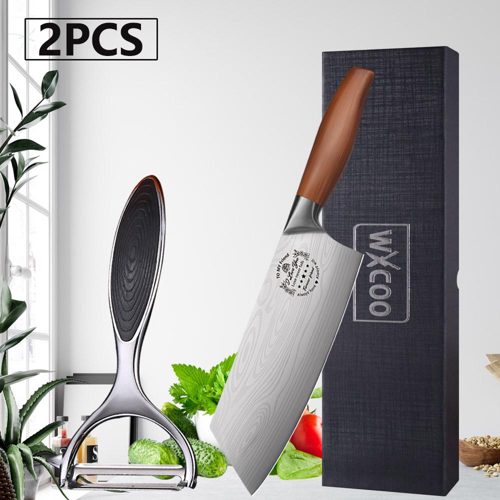 WXCOO Professional Chef's Knife Japanese Sharp Meat Cleaver Cooking Damascus Laser Kitchen with Gift Box Fruit Slicing Knife