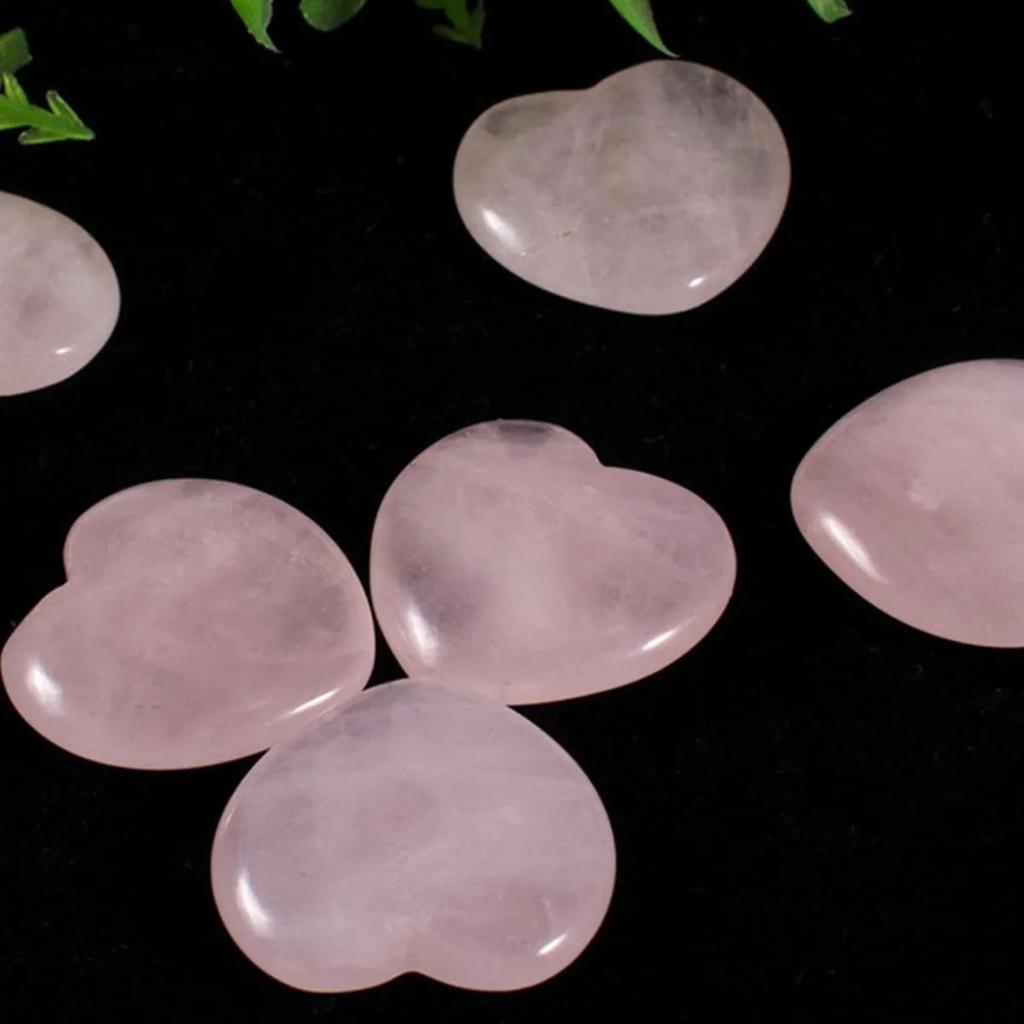 10pcs Natural Heart Shaped Cute Rose Quartz Natural Palm True Gem Set Spiritual Energy Balance