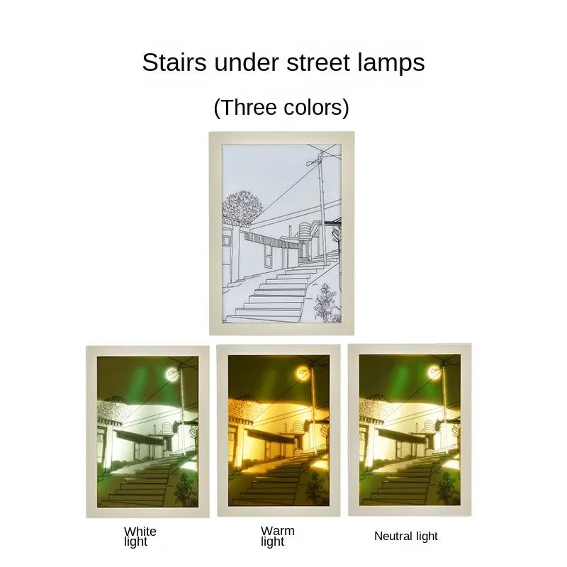 

COOINJOY Led Light Painting USB Plug Dimming Wall Artwork Table Lamp Gift Indoor Sunlight Window Wooden Photo Night Luminous USB&Large A4