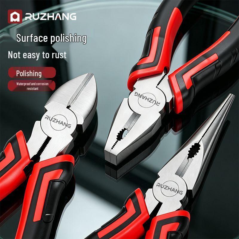 Multi-Functional Industrial-Grade Steel Wire Pliers: Diagonal Cutter, Needle Nose, and Labor-Saving Electrician Pliers with High Hardness