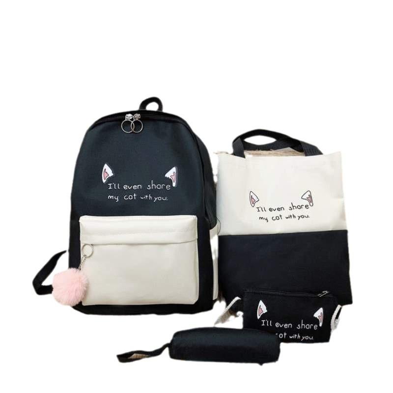Backpack Printed Four-piece Multi-piece Set School Bag Leisure Travel Bag Tuition Bag Pencil Bag Student Backpack
