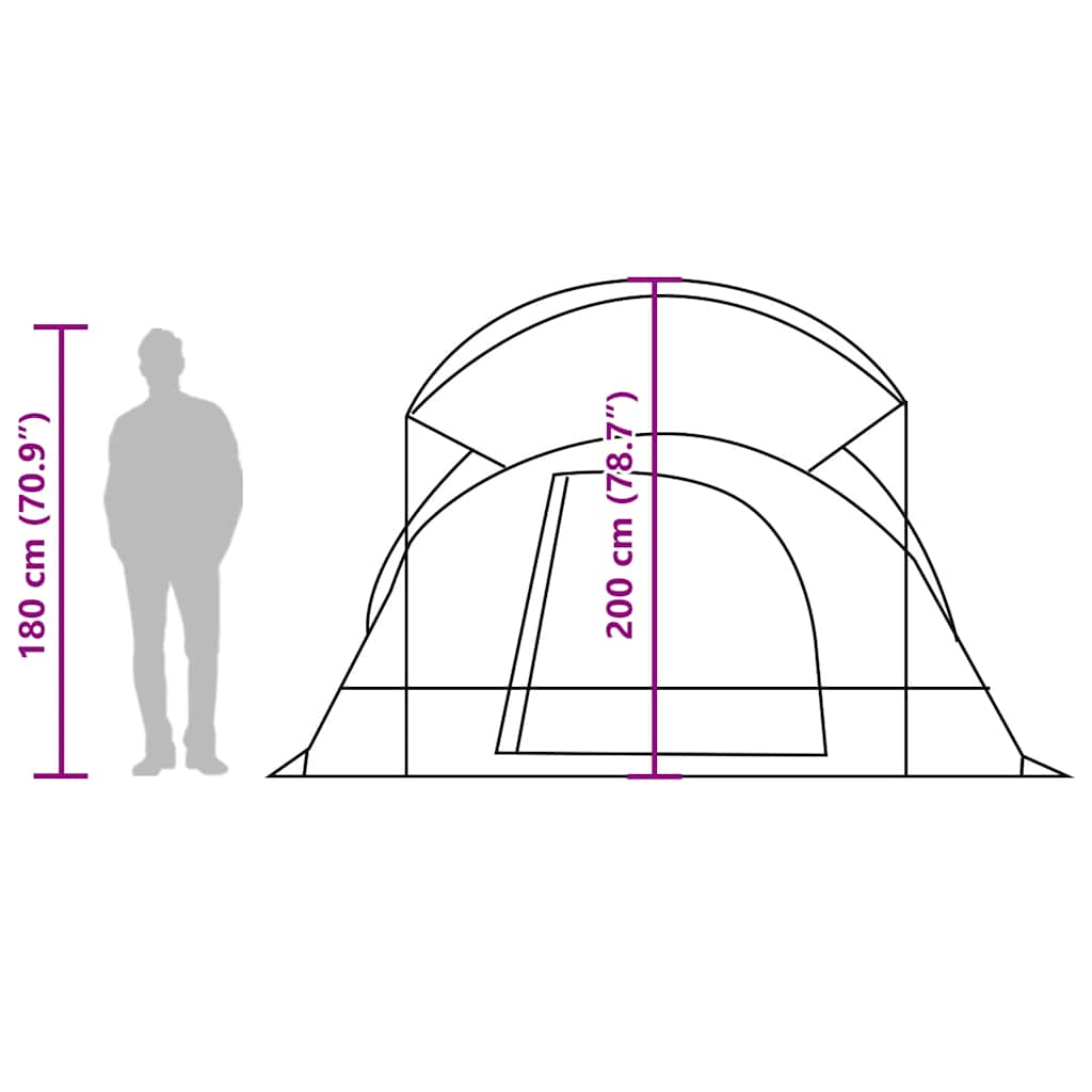 Tunnel Family Tent for 8 Persons Grey and Orange Waterproof