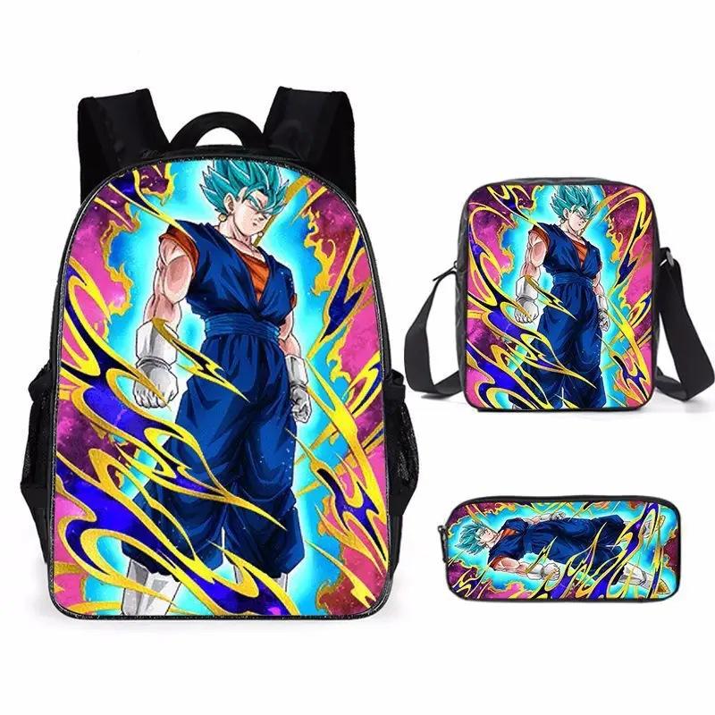 Animation seven dragon ball backpack, primary and secondary school schoolbag, satchel, shoulder bag, pencil case three-piece set