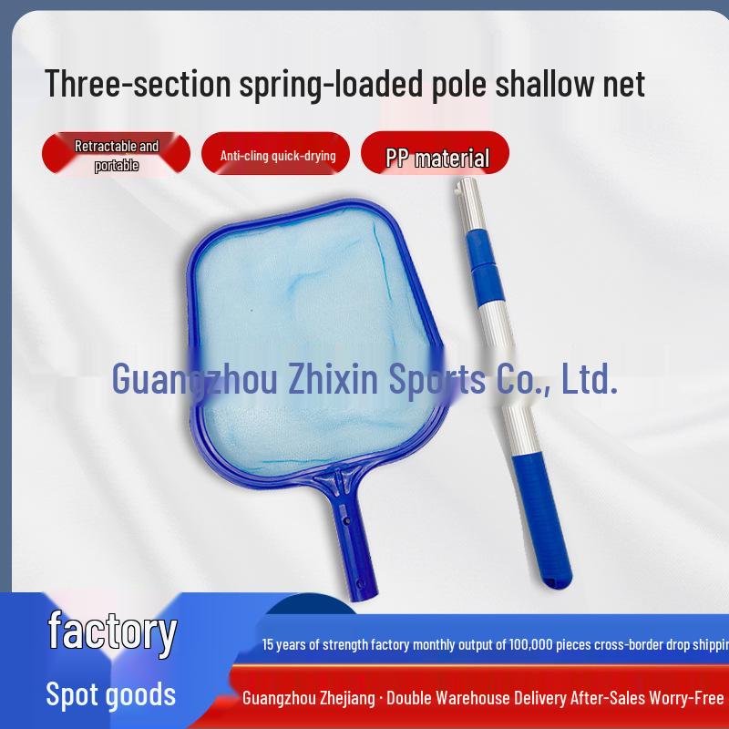 Three-Section Pool Skimmer Net with Snap-Button Pole