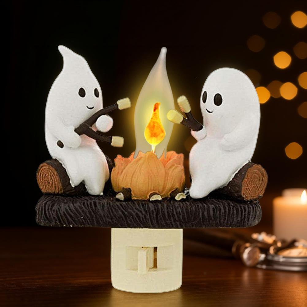 Halloween Ghost Bonfire Twinkling Night Light 3D LED Campfire Night Light Halloween Interior Decoration Room Cute Decoration