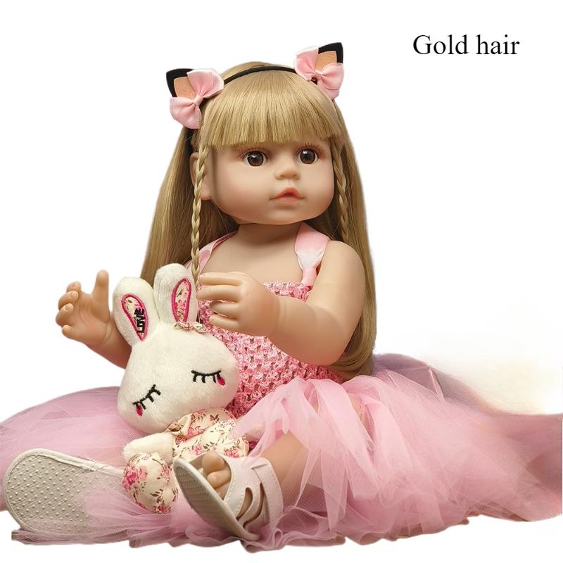 

22-дюймовая полностью силиконовая кукла Reborn Baby, реалистичная мягкая на ощупь кукла Bebe для новорожденных, 55 см, настоящая кукла для девочек в возрасте 3 лет, подарок на день рождения для ребенка