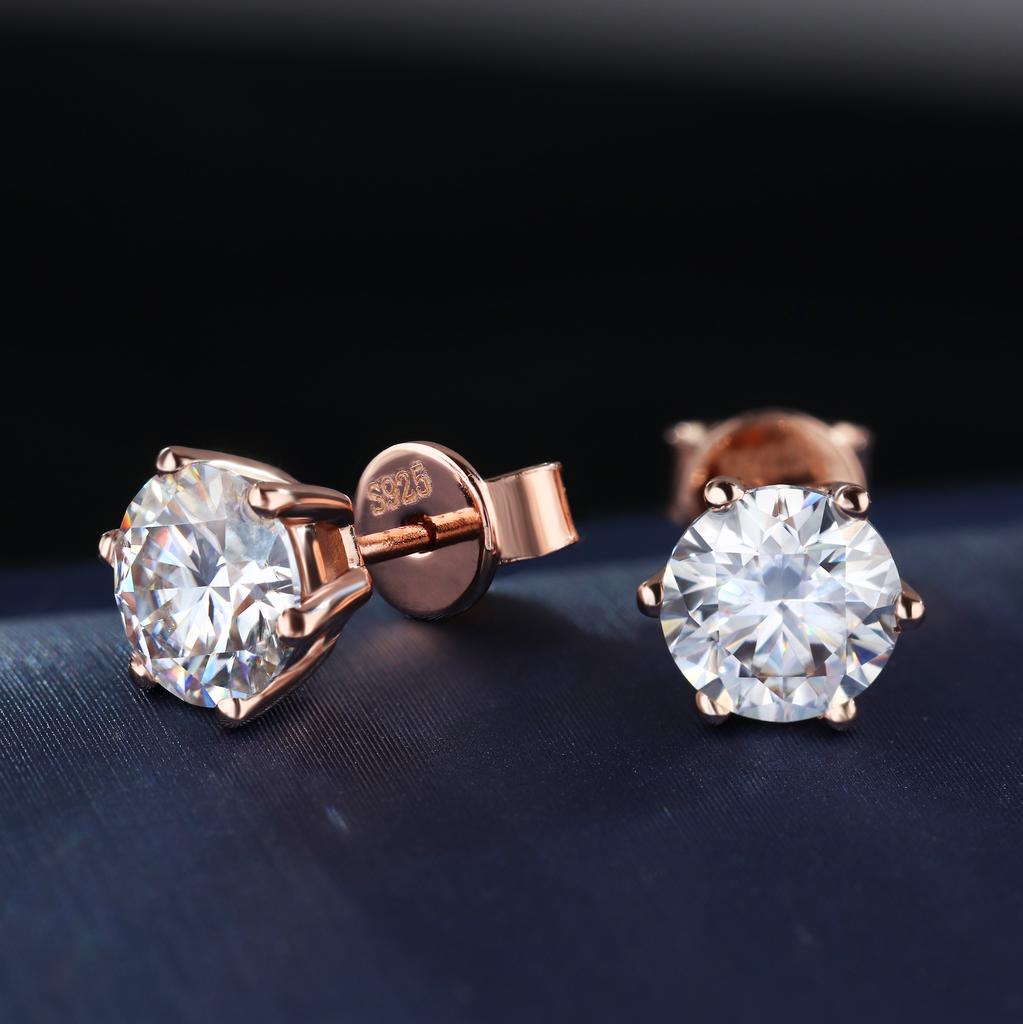Luxury 925 Silver Jewelry Classic 18K Gold Plated 925 Sterling Silver VVS Moissanite Diamond Women Stud Earrings