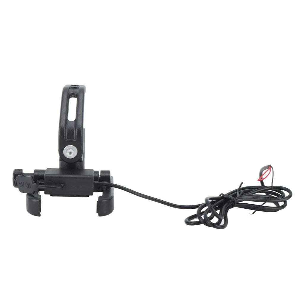 Black Motorcycle Scooter Charging Phone Holder 360 Degrees  Rotation ATV Tricycle Mount Bracket for 4‑6.5in DC12V