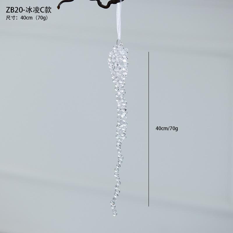 New Transparent Acrylic Snowflake Crystal Ice Cream Charm Pearl Water Drop String Christmas Tree Ornament Pendant