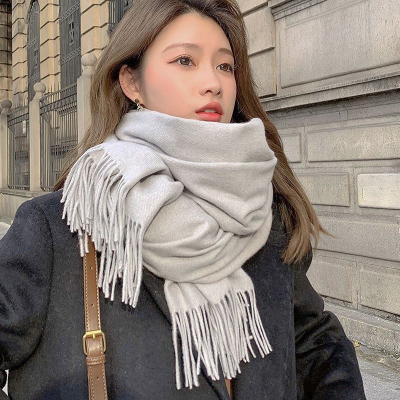 Herbst und Winter Neuer Damen-Kaschmirschal Einfarbiger Kaschmir-Imitat-Zugschal Dicker Kaschmir-Stickerei-Schal