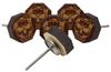 IBA Indianbeautifulart Brown Engraved Knobs Wooden Cupboard Door Knobs Pull Handle Pack of