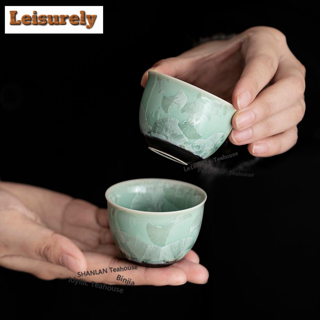 Crystal Glaze Kiln Fambe Teacup Elegant Tea Bowl Water Jug Tea-tasting Personal Cup Jianzhan Master Cups Teaware Decoration Gift