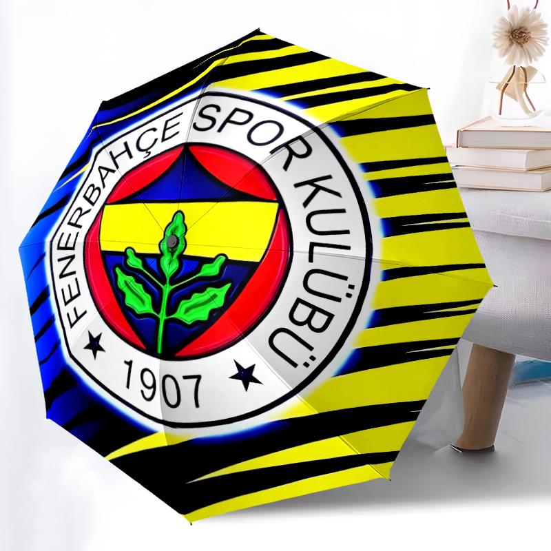 

1pc Sturdy 8-Bone Auto Umbrella, Fenerbahce Spor Kulübü Umbrella, Digital Printed, Foldable Umbrella for On-the-Go Outdoor Use