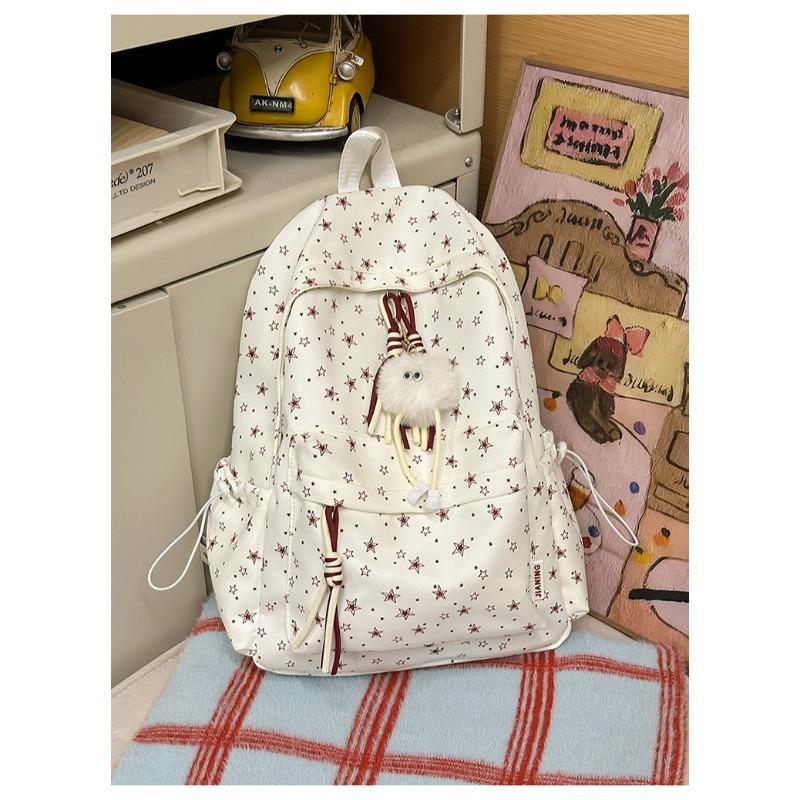 Korean Small Fresh Schoolbag Female College Student Simple Star Backpack Lightweight Large Capacity High School Backpack