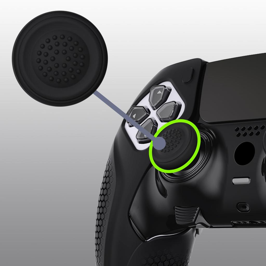 PlayVital Ninja Edition Open Design Silicone Cover Skin for PS5 Edge Ergonomic Protective Soft Rubber Case with Thumb Grip Caps for PS5 Edge Wireless