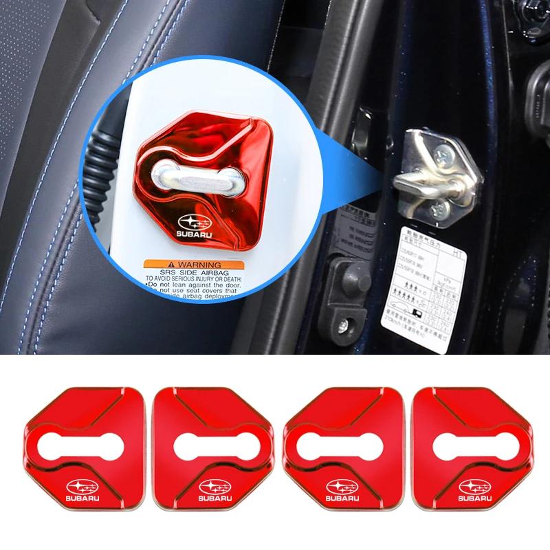 4PCS Car Door Lock Cover Stainless Steel Protection Accessories For Subaru STI Forester Impreza Legacy Outback XV BRZ WRX