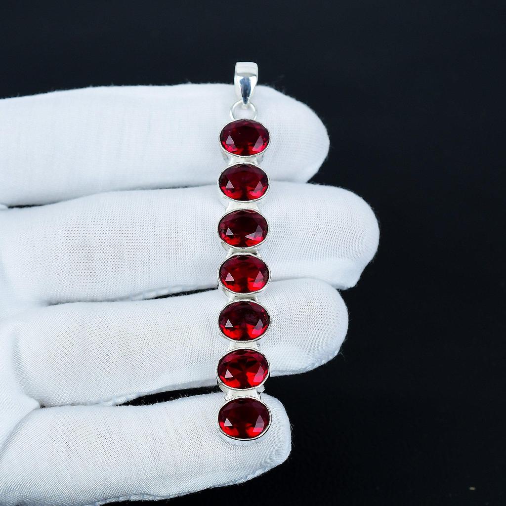 Amazing Red Garnet Pendant, 925 Sterling Silver Pendant, Handmade Pendant, Antique Pendant, Red Garnet Gemstone Pendant, Party Wear Gift