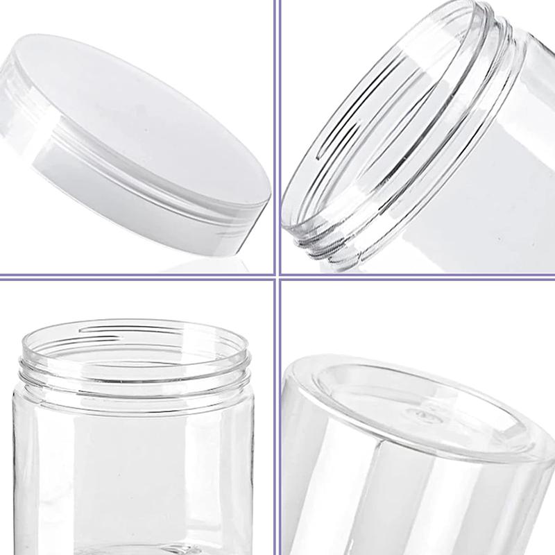 WTEMPO Clear Plastic Empty Jars with Lids Transparent Small Items Wide-Mouth Refillable Storage Containers Festive Party Decor Storage Jars