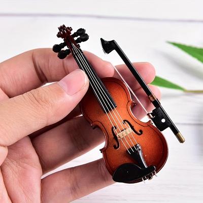 Beautiful Wooden Miniature Violin Set: Decoration, Christmas And Halloween Gift, Thanksgiving Gift!