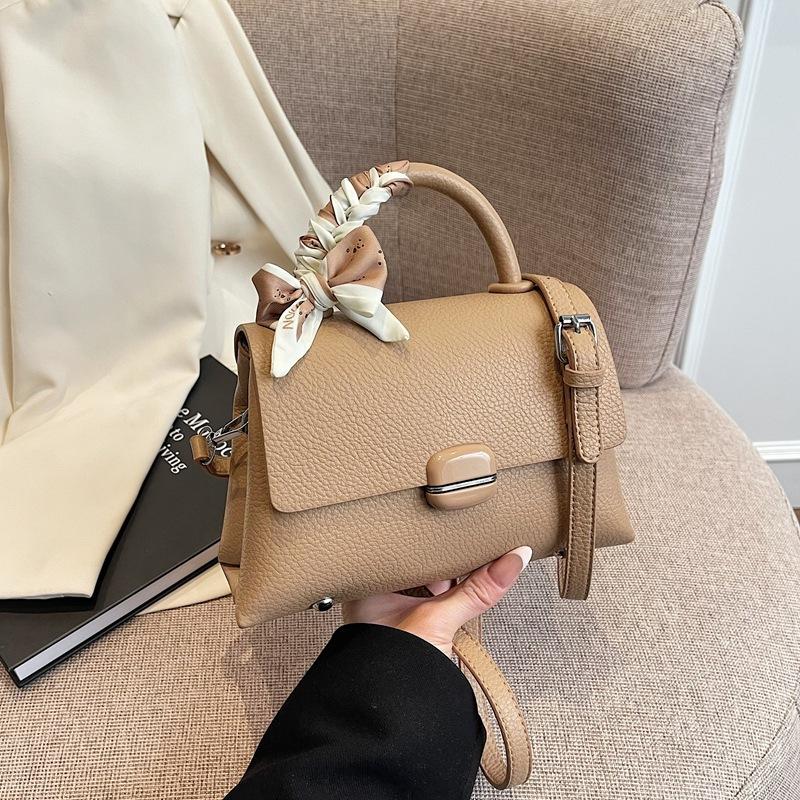 New Fashion Simple Silk Scarf Contrasting Color Portable Shoulder Crossbody Trendy Women's Bag