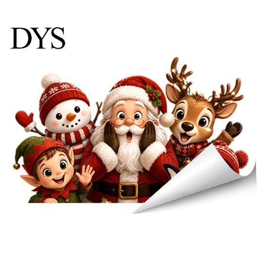 Waterproof Glass Decals Christmas Window Stickers, Static Cling Santa Claus Snowman Reindeer Decals, Easy Apply Stickers Holiday Clings for