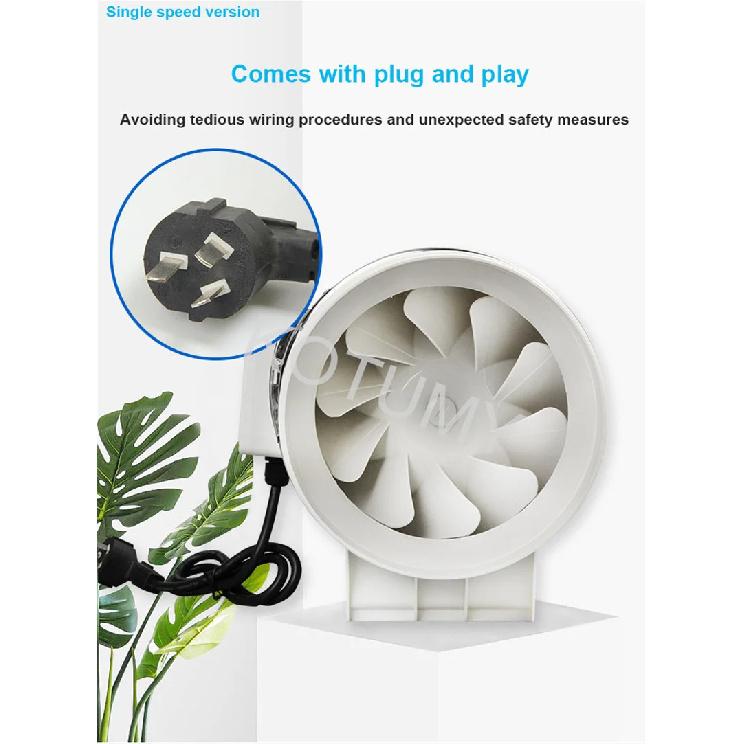 3/4/5/6/8 Inch Exhaust Fans Home Inline Pipe Duct Extractor Ventilation Kitchen Toilet Air Clean Ventilator Diagonal Flow Fan