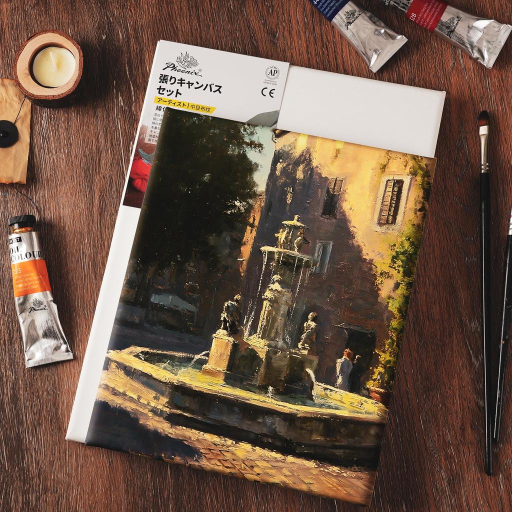 PHOENIX Natural Color Blend Stretched F10 X 2 Sheets Medium Grain Fabric with a Natural Professional Painting Supplies Ideal for Classic and Vintage