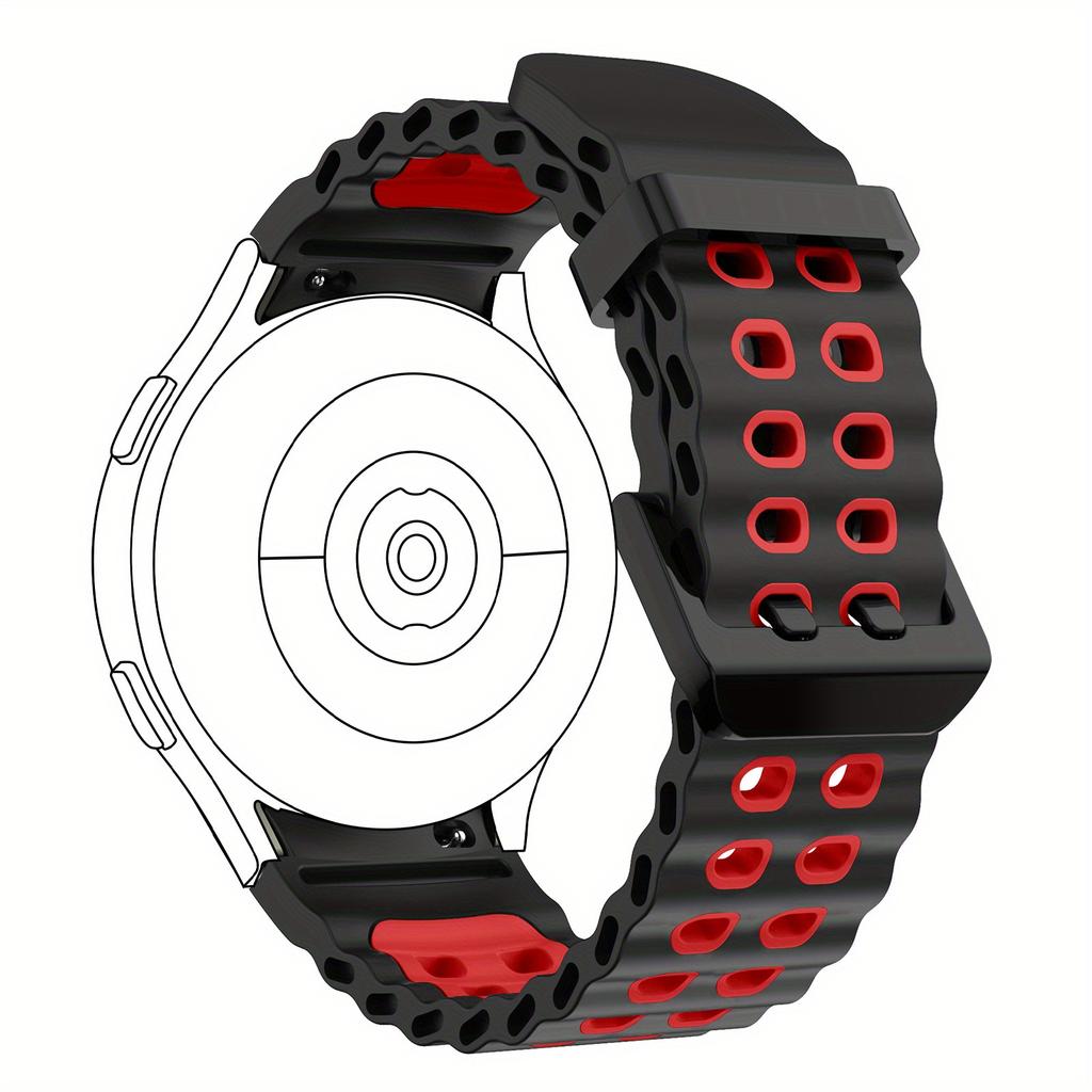 Dual-Tone Silicone Watch Strap For Samsung Galaxy Watch 7/6/5/4/FE - 40mm & 44mm Breathable Quick-Release Buckle Watch Strap